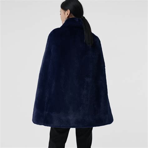 burberry faux fur cape navy|burberry trench coat women.